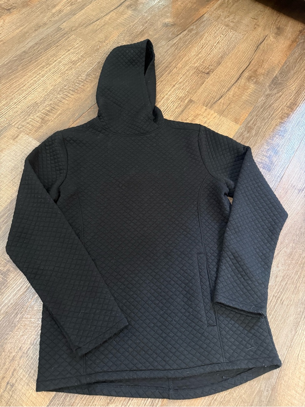 ZYIA Black Quilted Hooded Pullover
